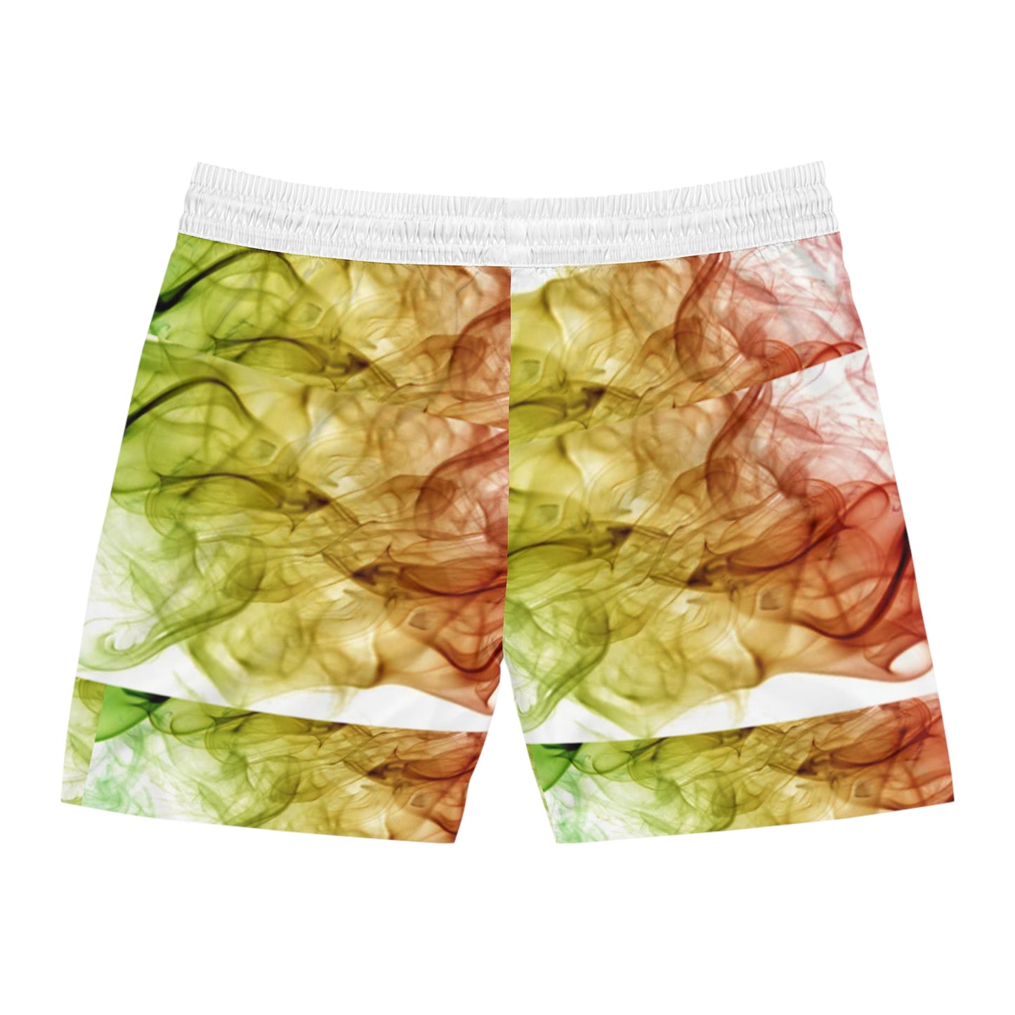 Men's Mid-Length Swim Shorts, Men's Rasta Inspired Swim Trunks, Rasta Smoke Swim Trunks