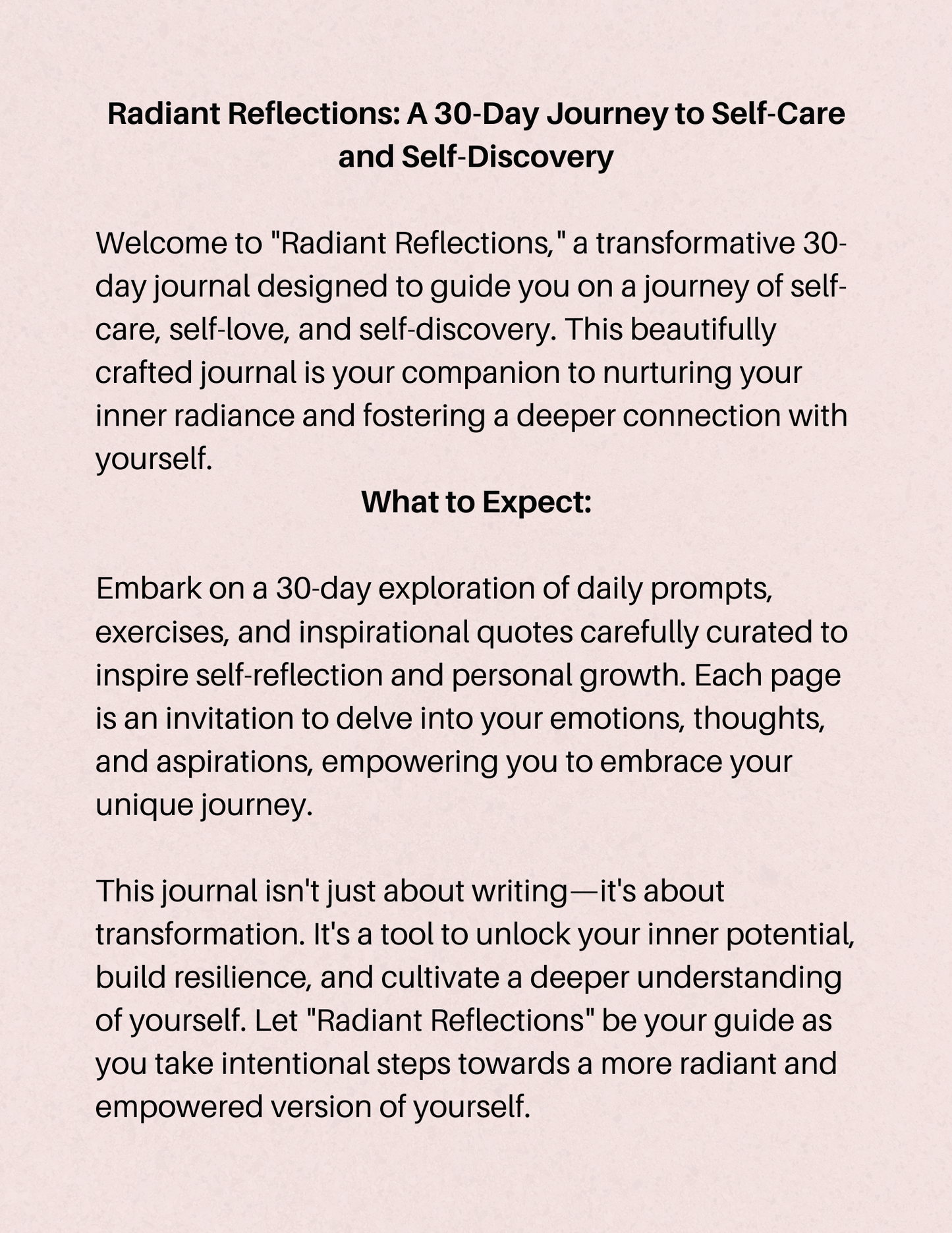 Radiant Reflections: A 30-Day Journey to Self-Care and Self-Discovery
