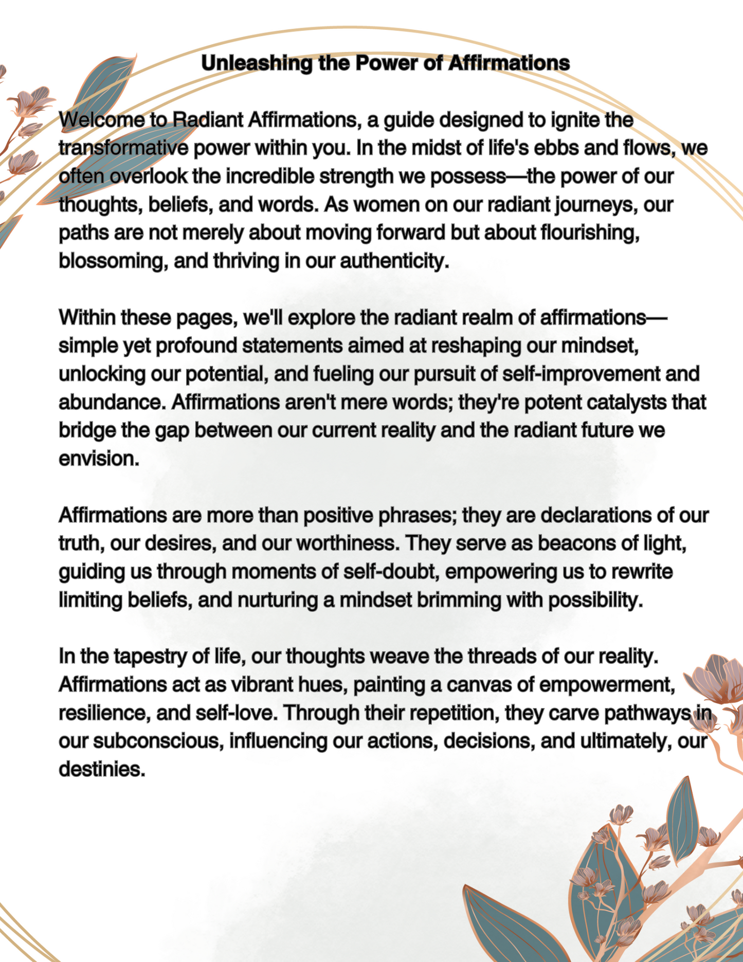 Radiant Affirmations: Empowering Your Journey to Self-Improvement and Abundance