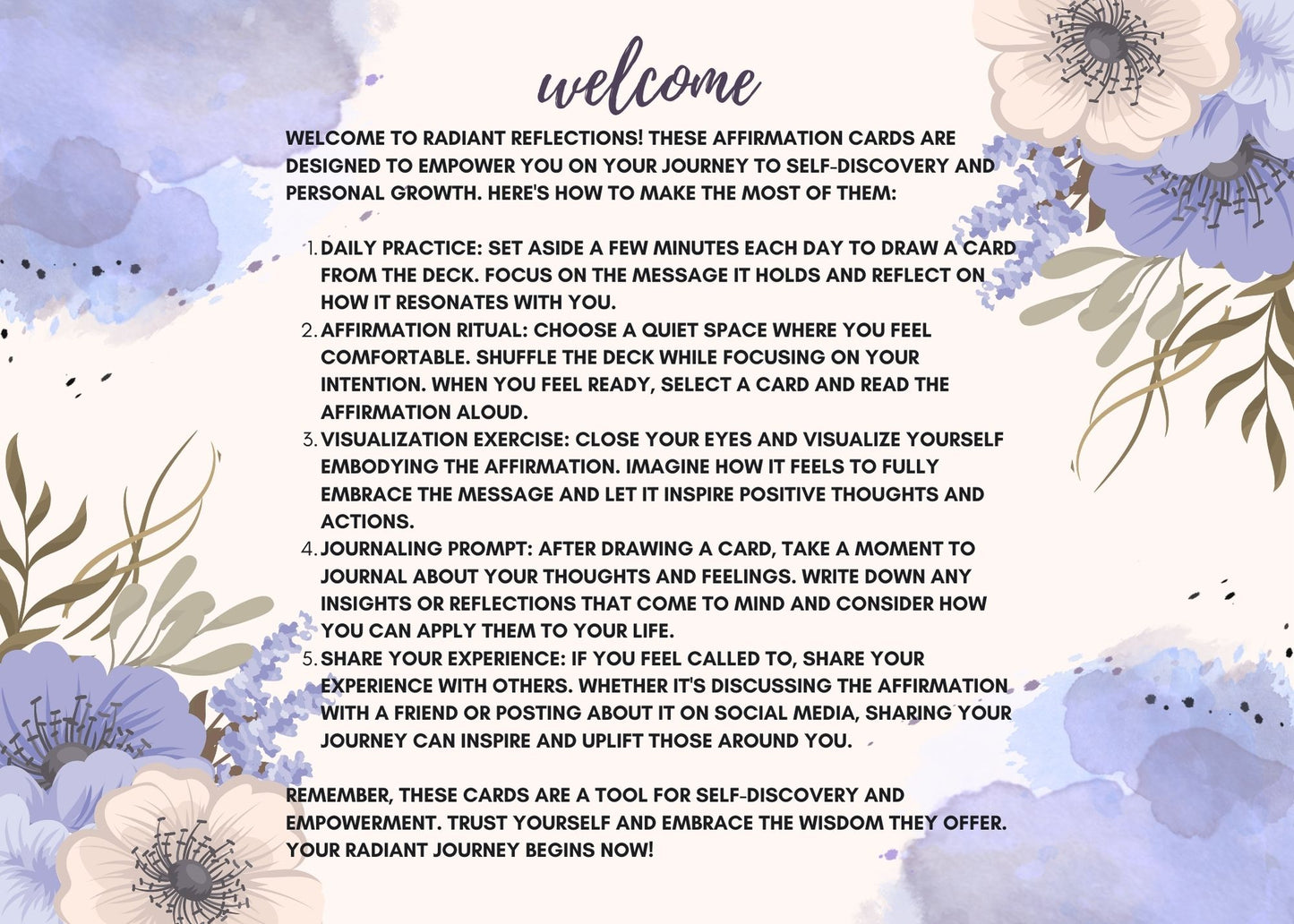 Radiant Reflections Affirmation Cards: Empower Your Journey to Self-Discovery